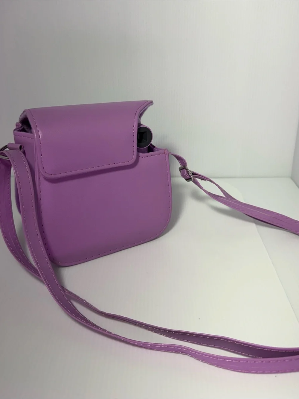 Instax Purple Camera w/Faux Leather Case & Strap